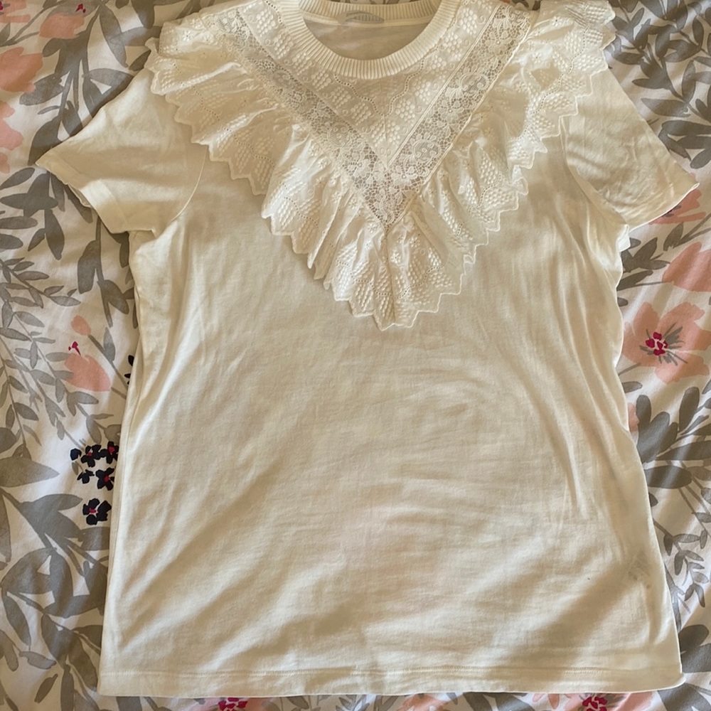 Zimmermann white tee with frill neck